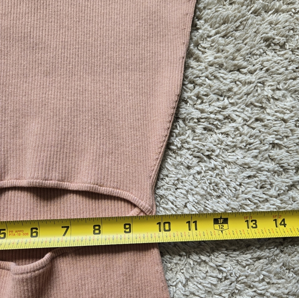 Wilfred Free Cut Out Bodycon Mini Dress Womens S Ribknit Peach Sleeveless - Picture 7 of 7